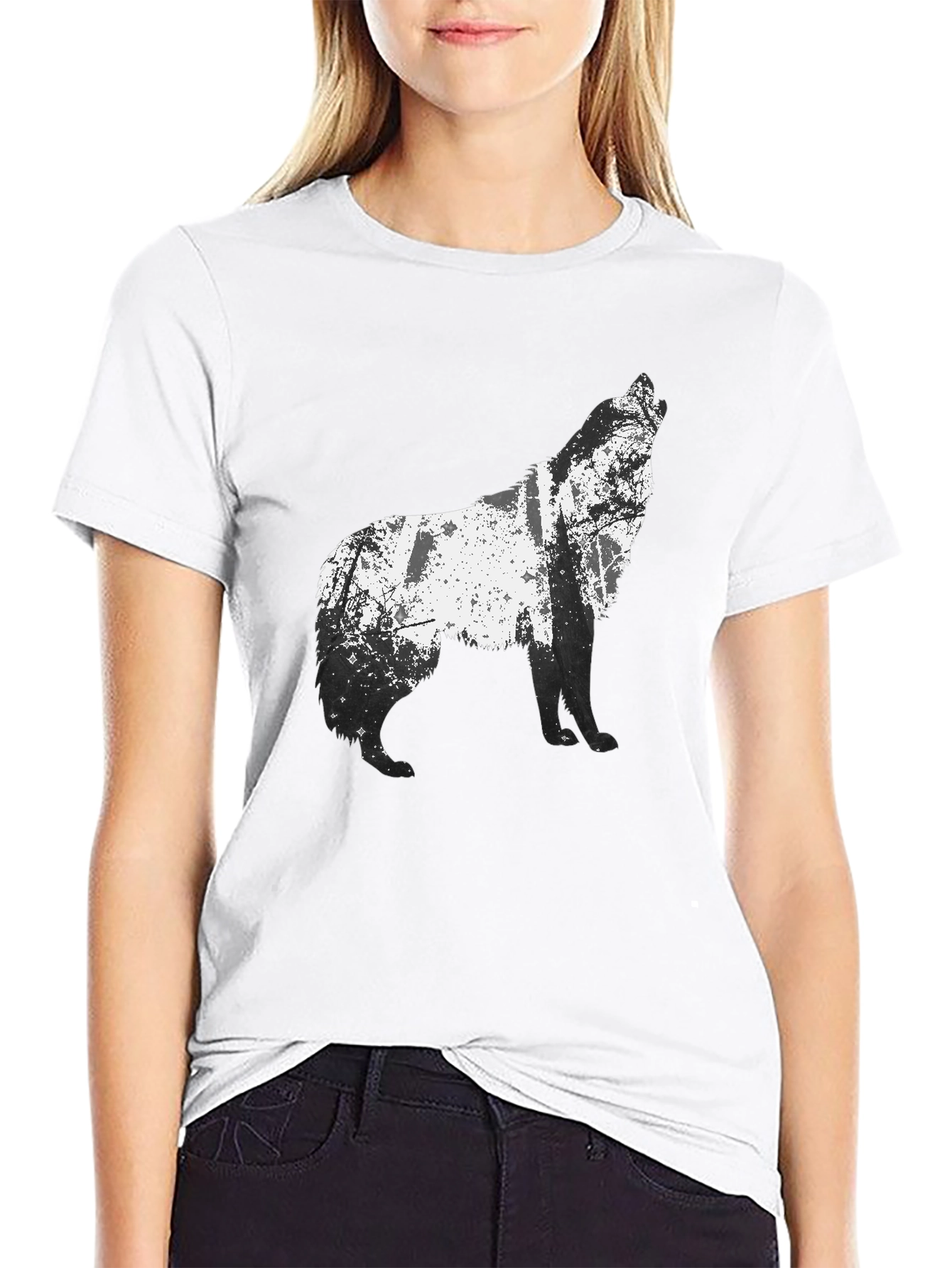 Wolf Silhouette Graphic Tee - Mens Black T-Shirt