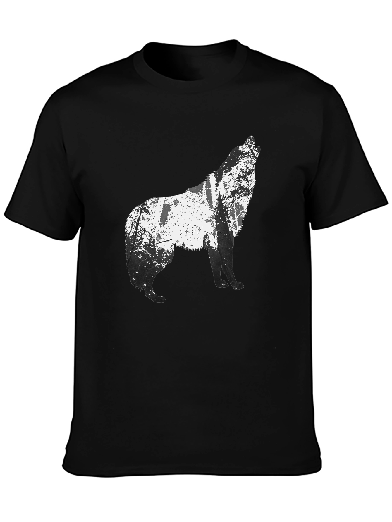 Wolf Silhouette Graphic Tee - Mens Black T-Shirt