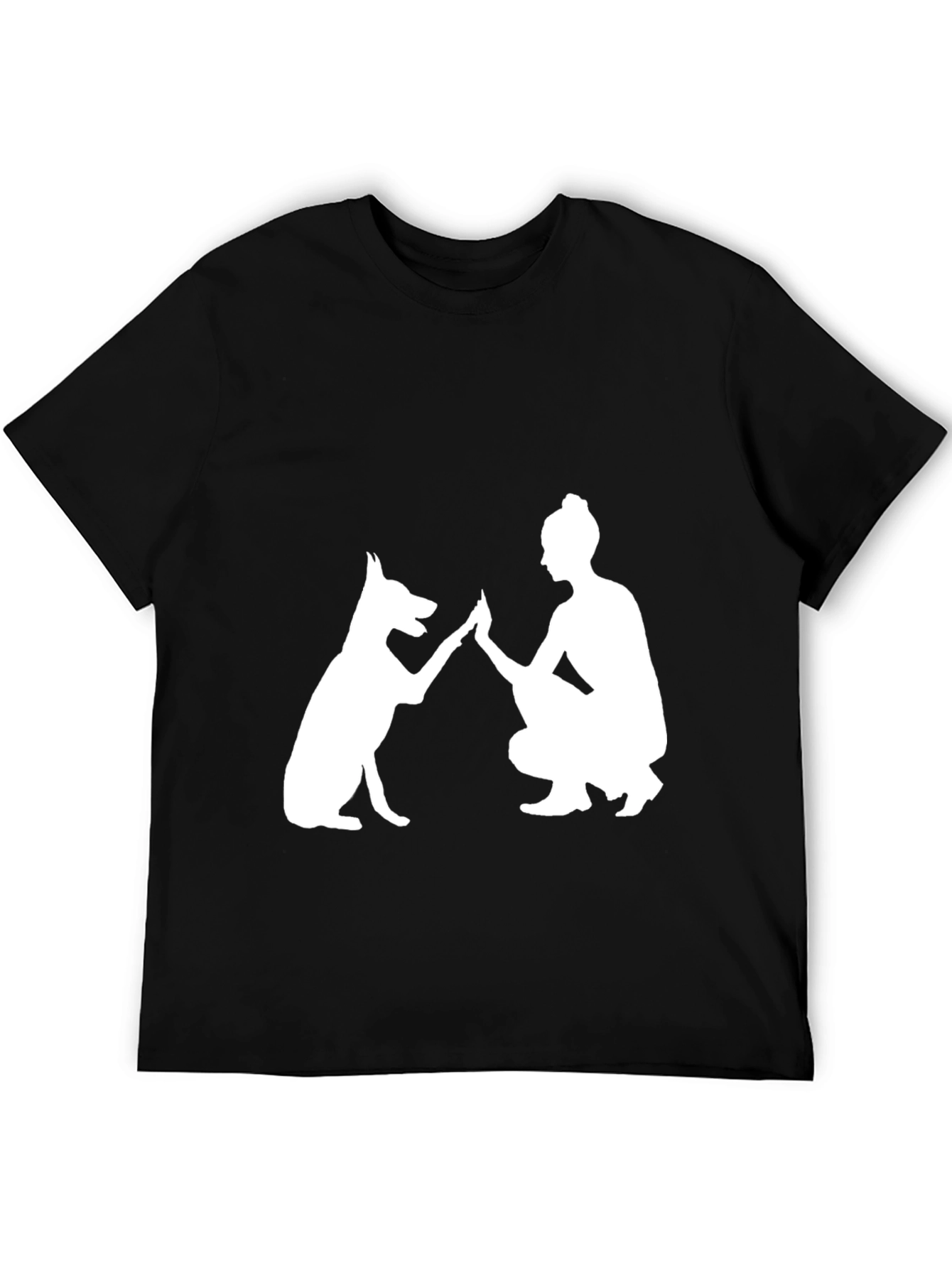 Dog & Woman High Five Graphic Tee - Black