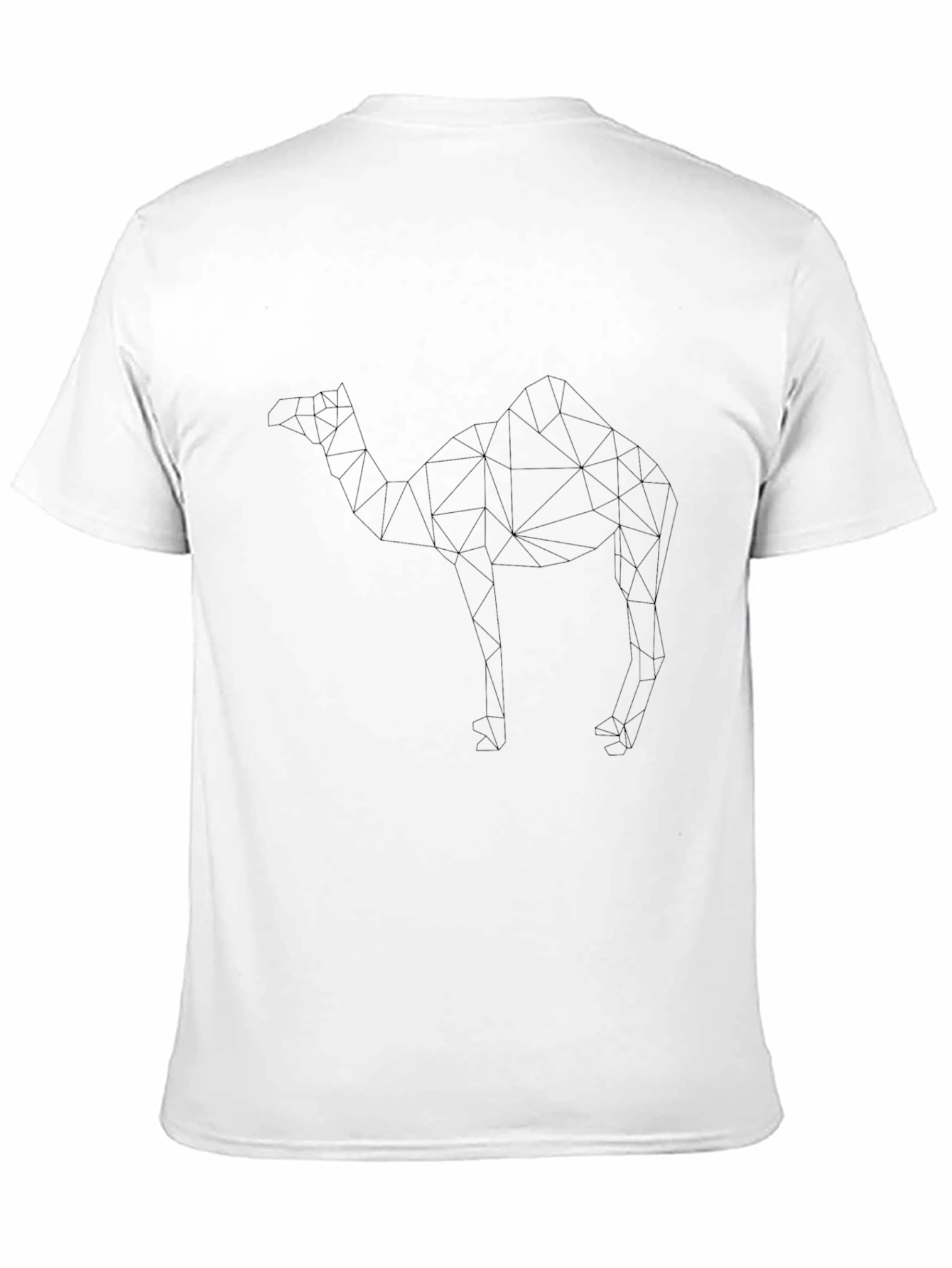 Geometric Camel Graphic Tee - Black Cotton Casual Shirt