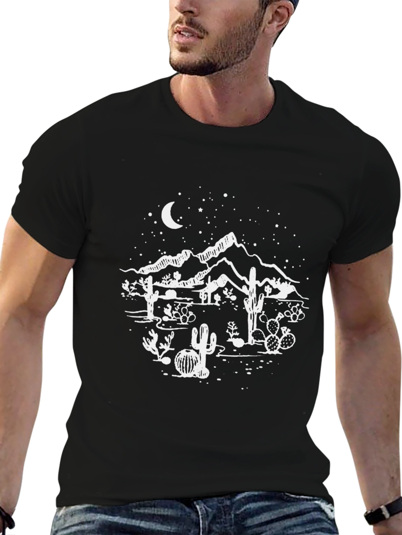 Desert Night T-Shirt Cactus Moon Graphic Tee