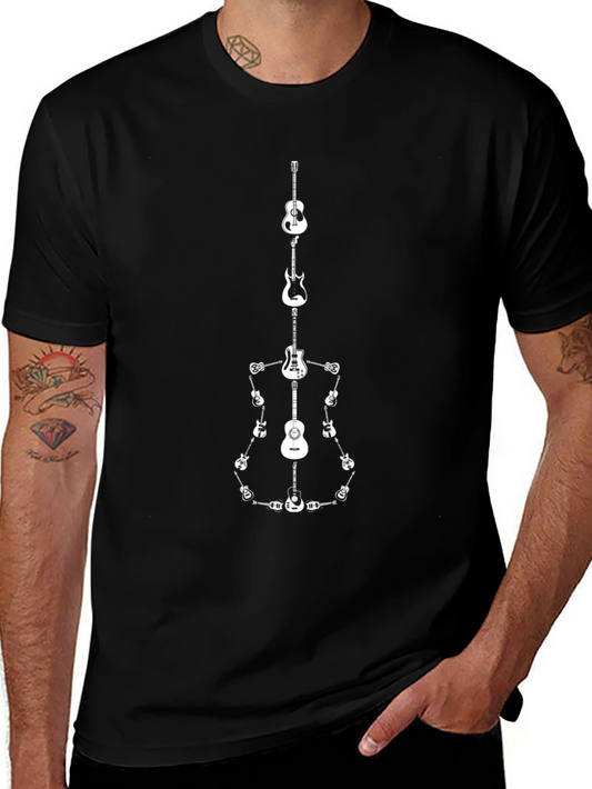 Guitar Anatomy T-Shirt - Black Cotton Tee for Music Lovers