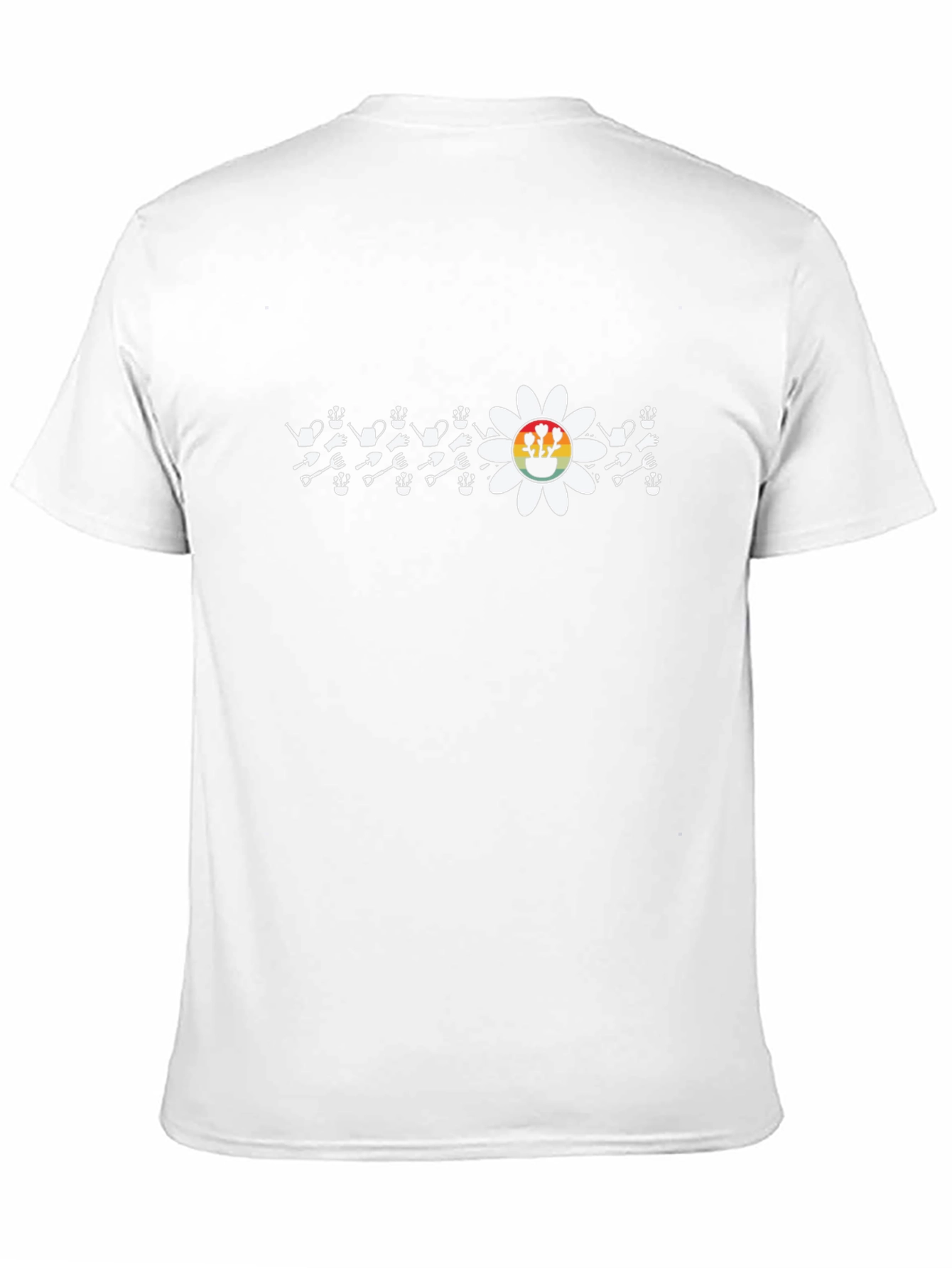 Gardening Tool & Flower Graphic T-Shirt - Black