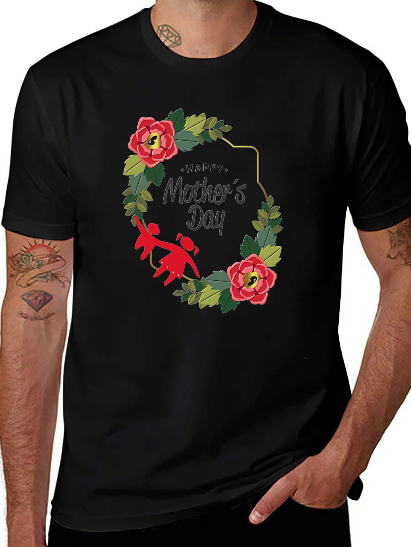 Mothers Day Floral Wreath T-Shirt