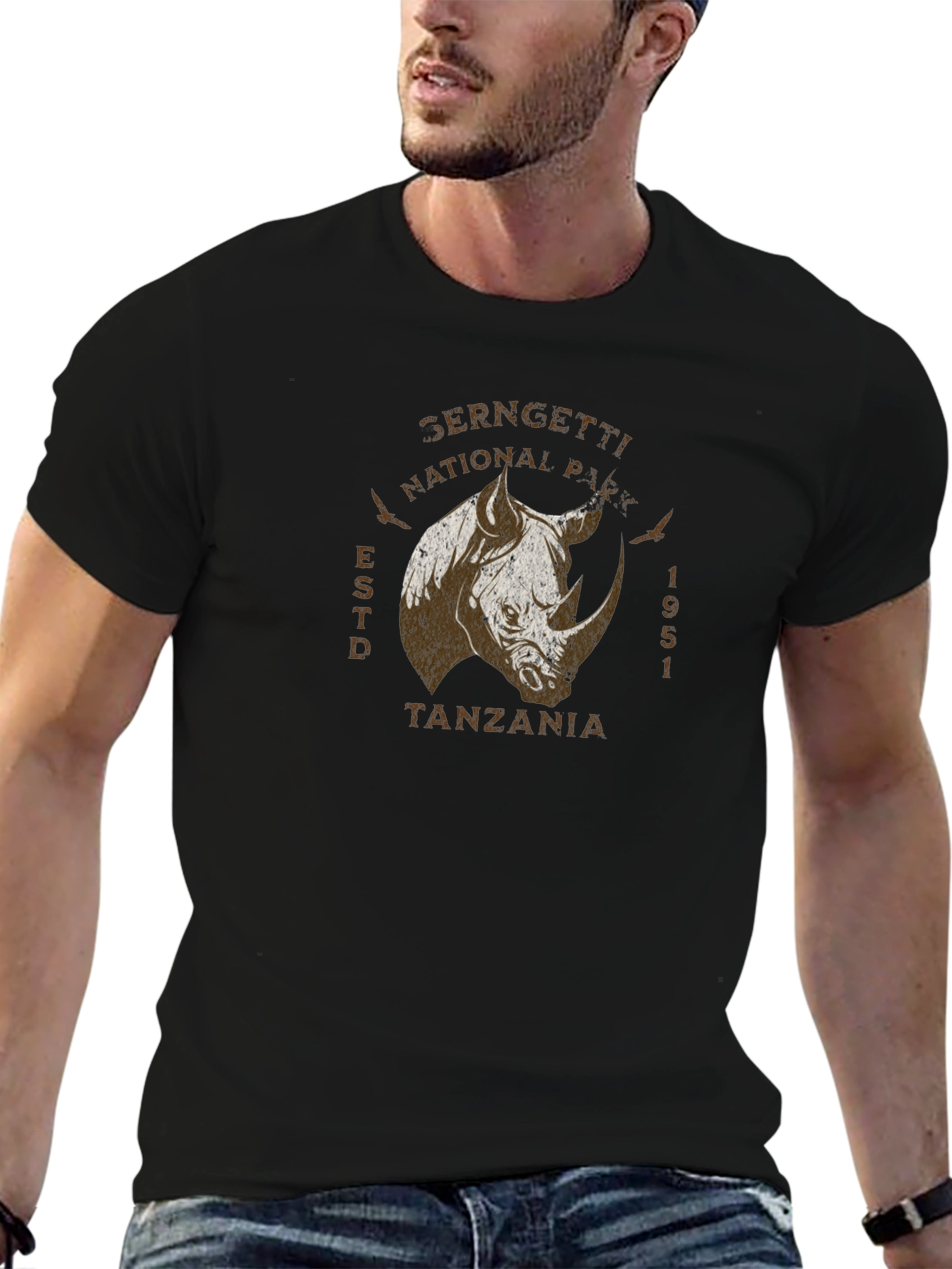 Serengeti Rhino Graphic Tee - Black