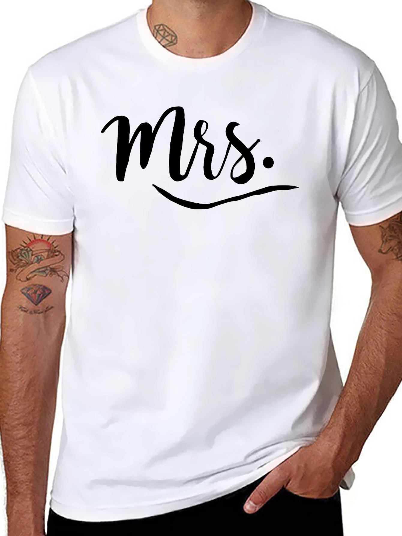 Mrs. Graphic Tee - Black Crew Neck T-Shirt