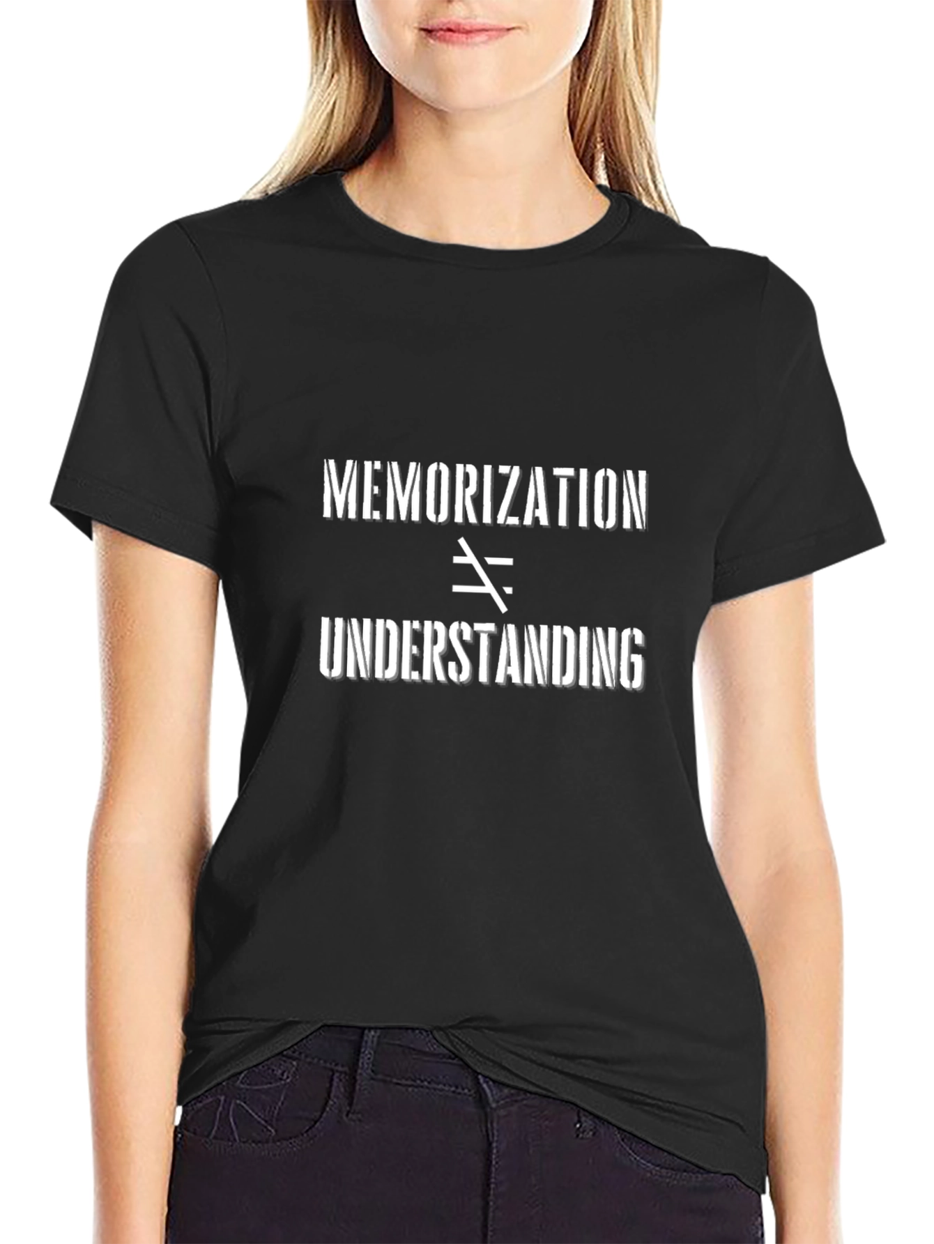 Memorization vs Understanding Black Graphic Tee