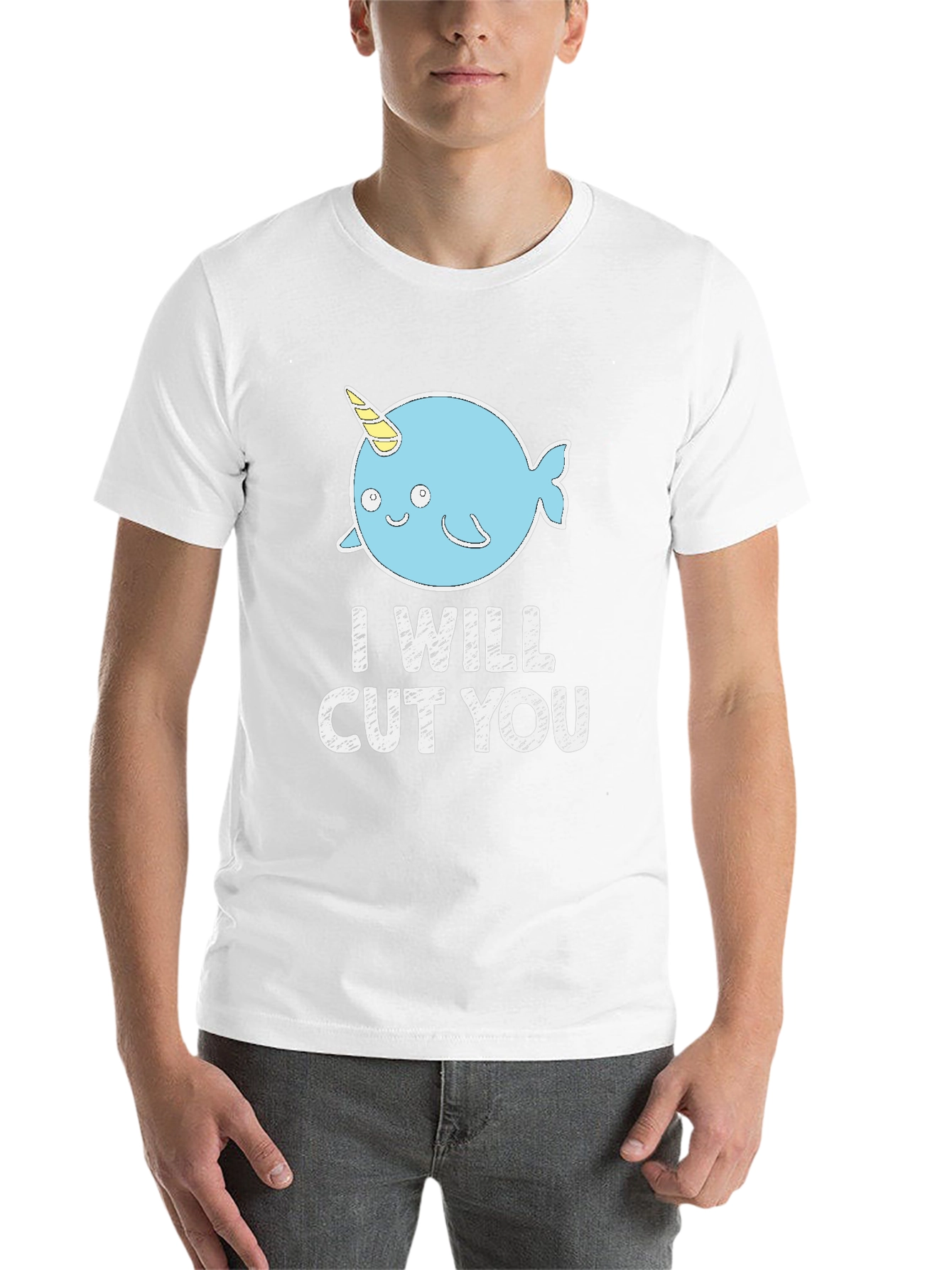 Funny Narwhal I Will Cut You Black T-Shirt