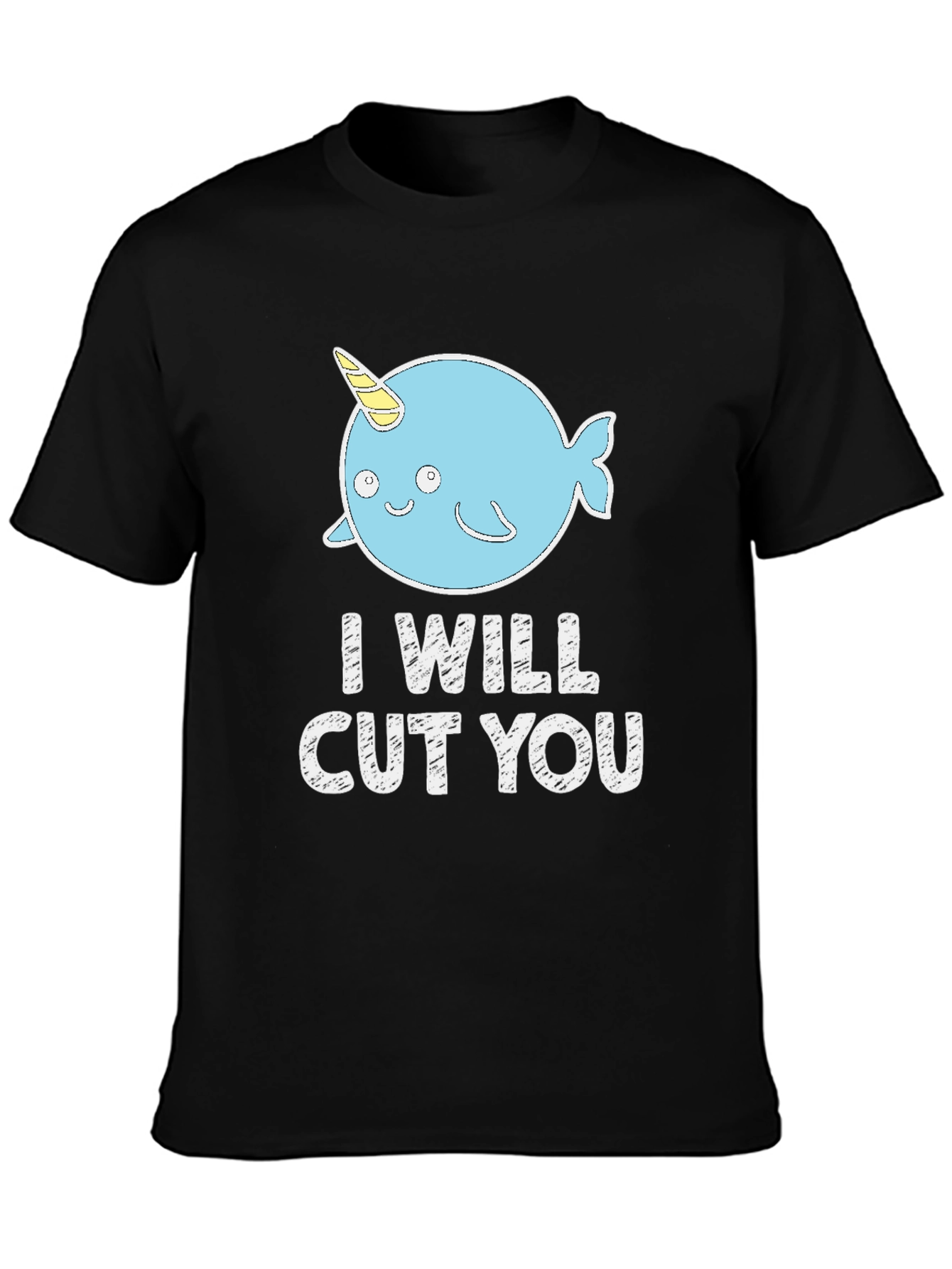 Funny Narwhal I Will Cut You Black T-Shirt