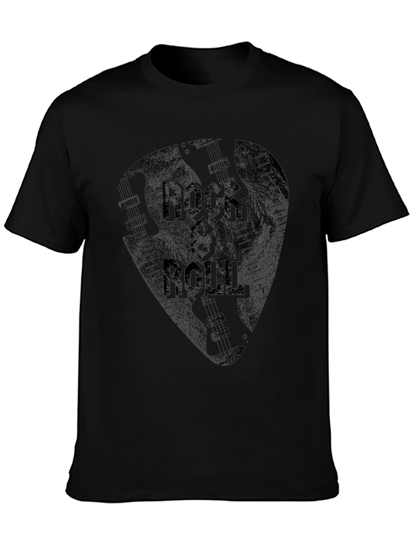 Rock & Roll Guitar Pick Graphic T-Shirt - Black