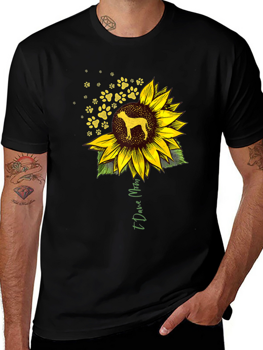 I Love Mom Dog Sunflower T-Shirt