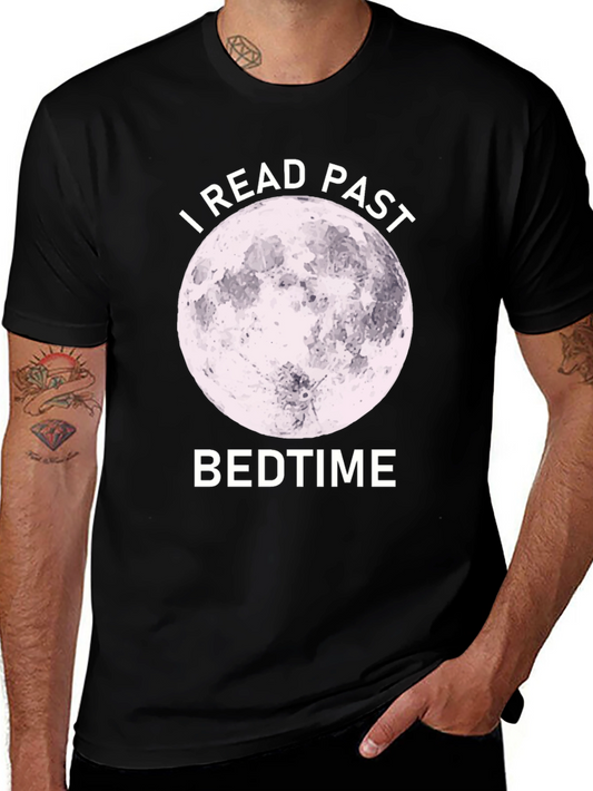 I Read Past Bedtime T-Shirt - Moon Graphic Novelty Tee