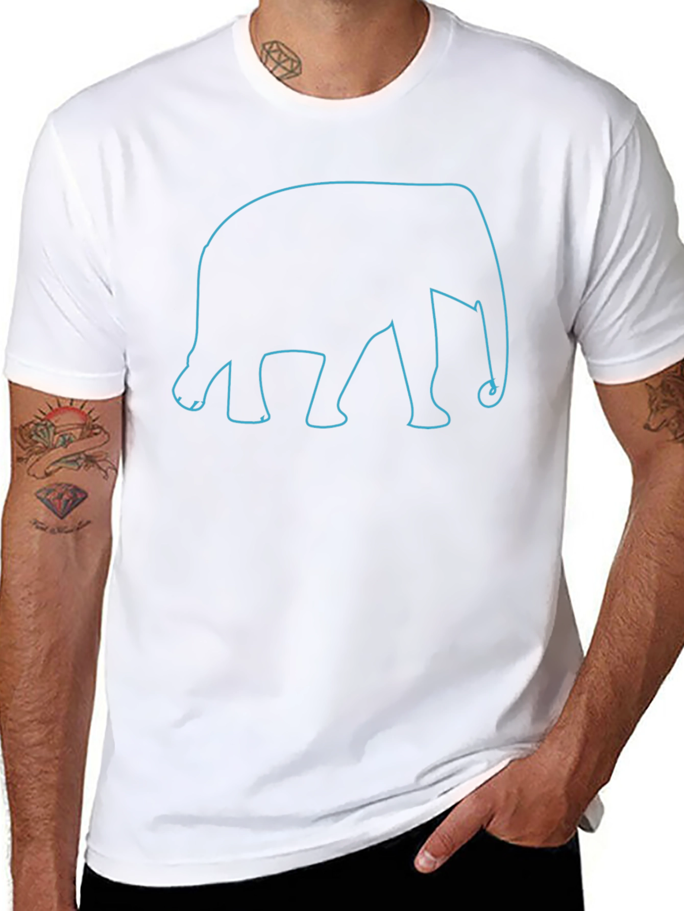 Elephant Outline T-Shirt - Black