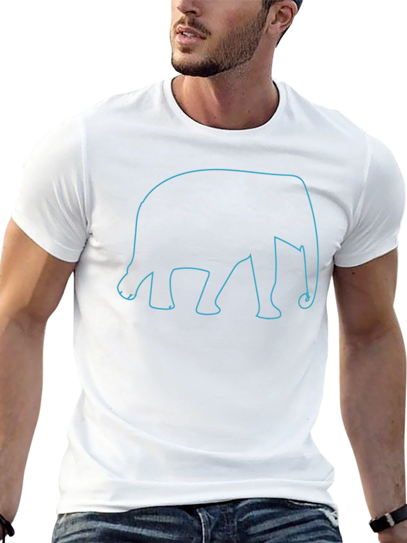 Elephant Outline T-Shirt - Black