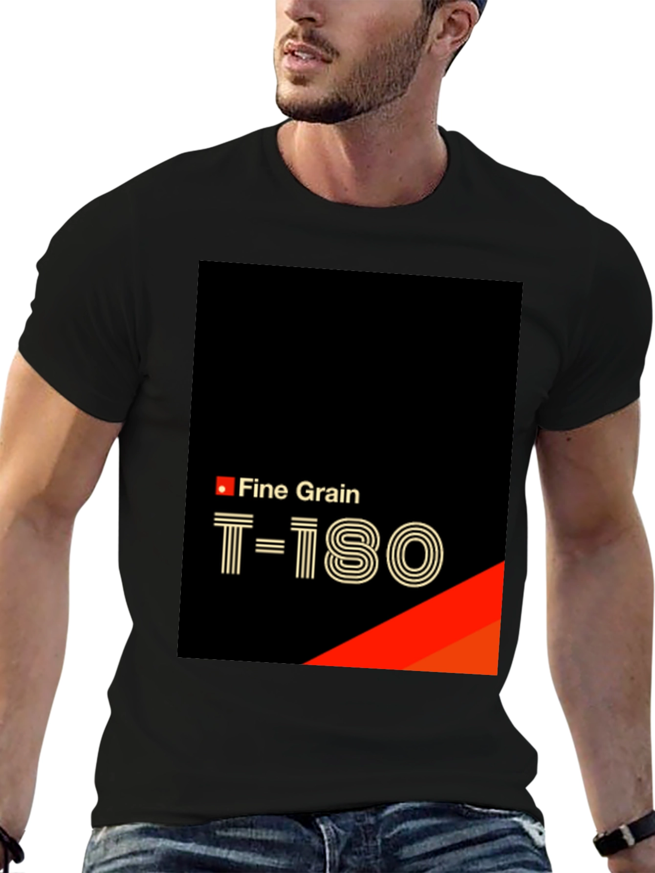 Fine Grain T-180 Black T-Shirt
