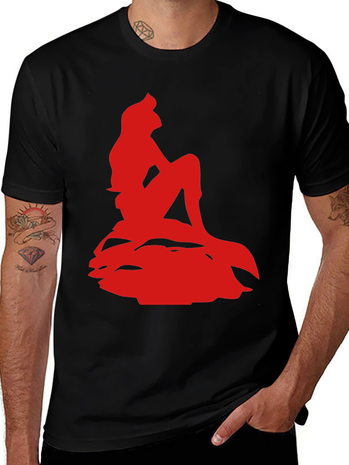 Ariel Silhouette Graphic Tee - Black Cotton Blend