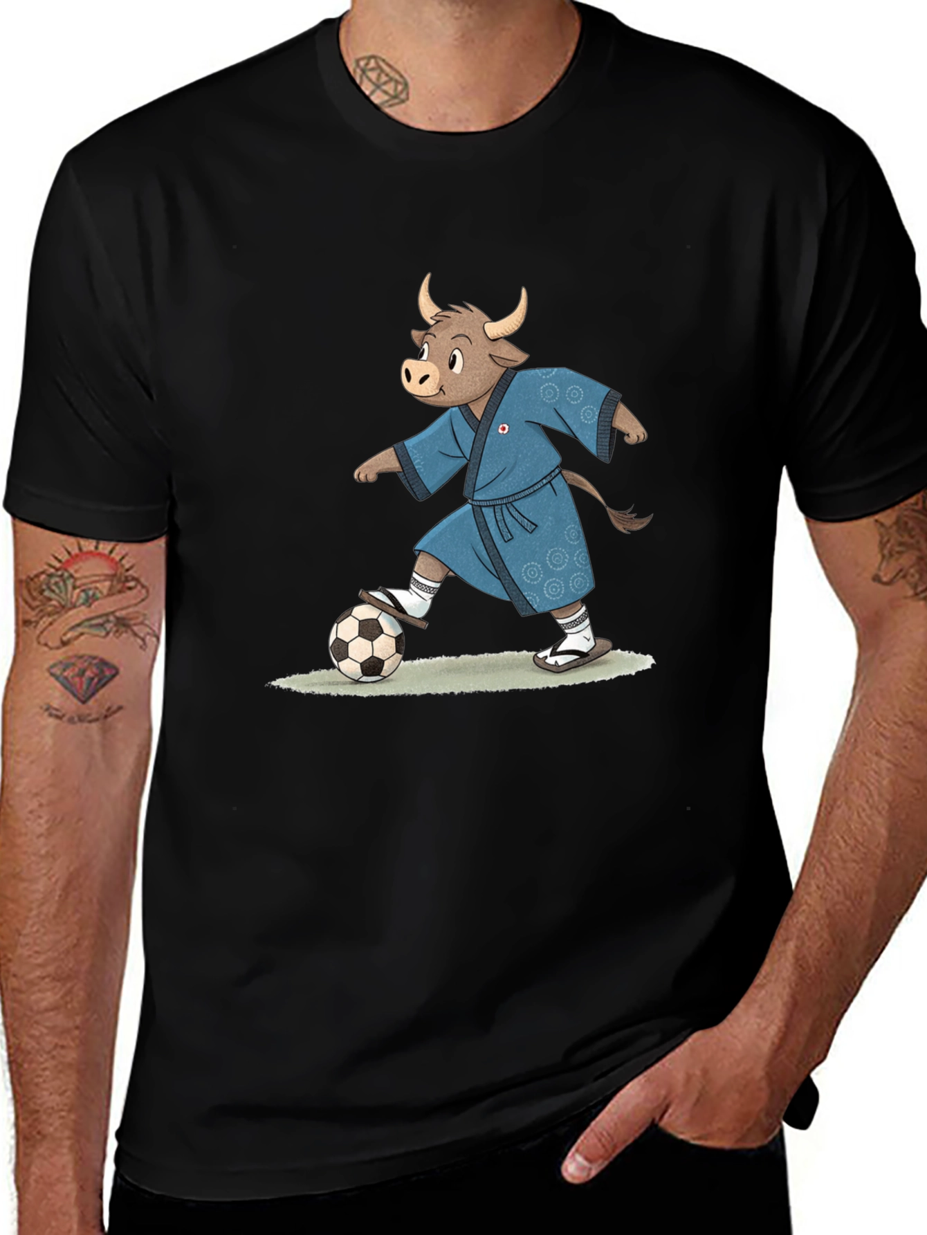 Cartoon Bull Soccer T-Shirt