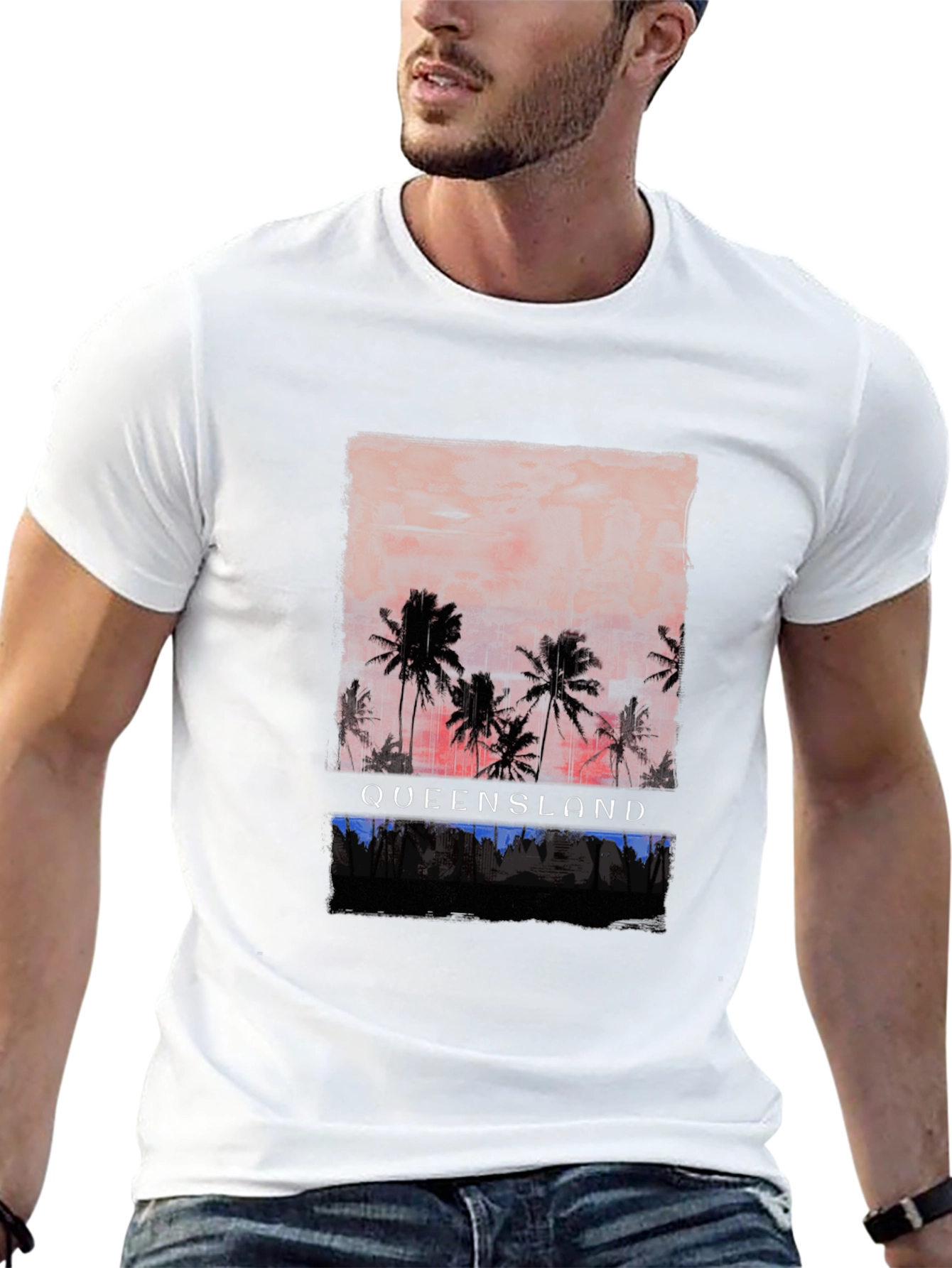 Queensland Palm T-Shirt - Sunset Design