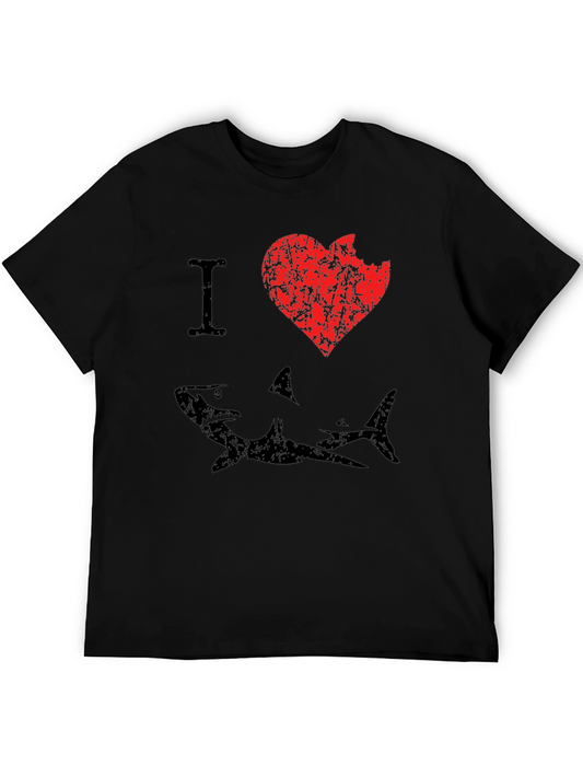 I Love Sharks Mens Graphic T-Shirt