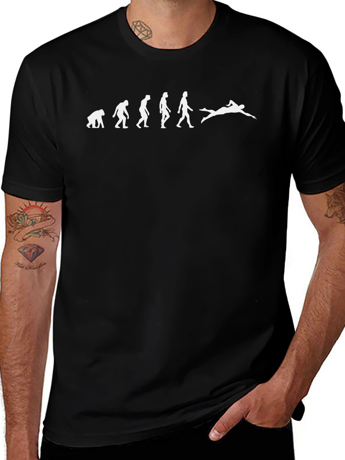 Evolution of Swimmer Black T-Shirt