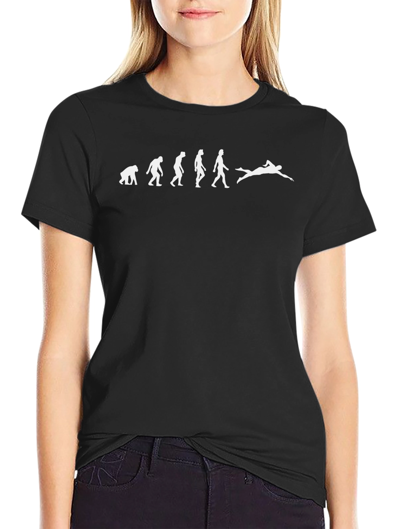 Evolution of Swimmer Black T-Shirt