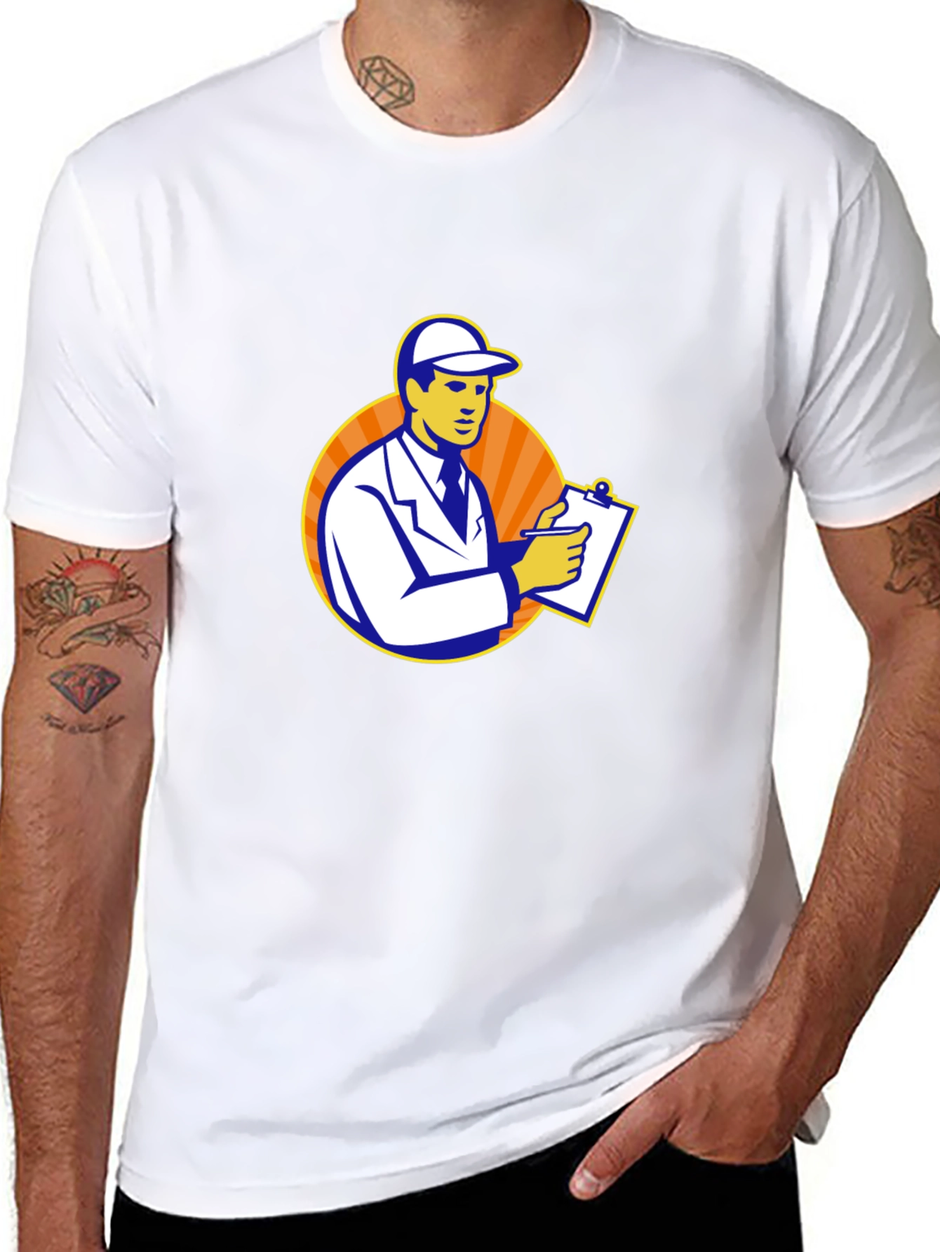 Cartoon Inspector Graphic Black T-Shirt