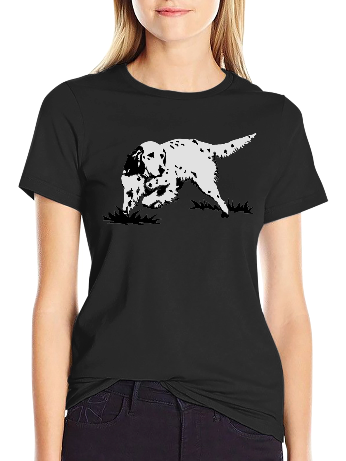 Dog Print Graphic Tee - Black T-Shirt