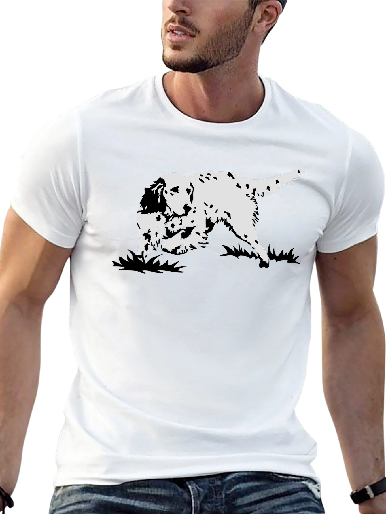 Dog Print Graphic Tee - Black T-Shirt