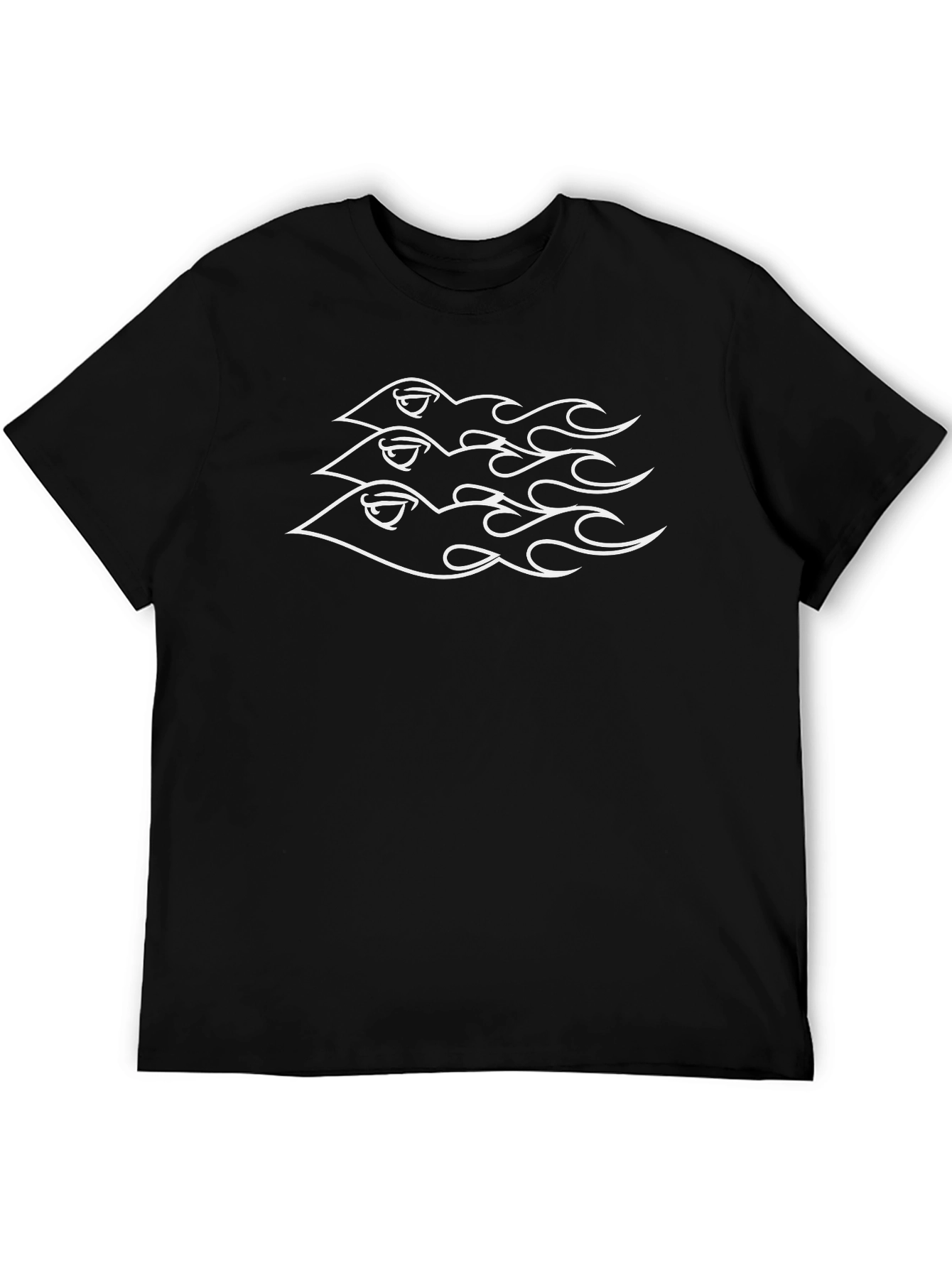 Mens Black Graphic Tee - Flaming Eye Design