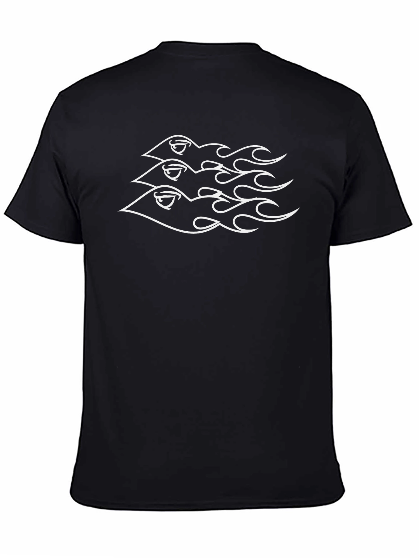 Mens Black Graphic Tee - Flaming Eye Design