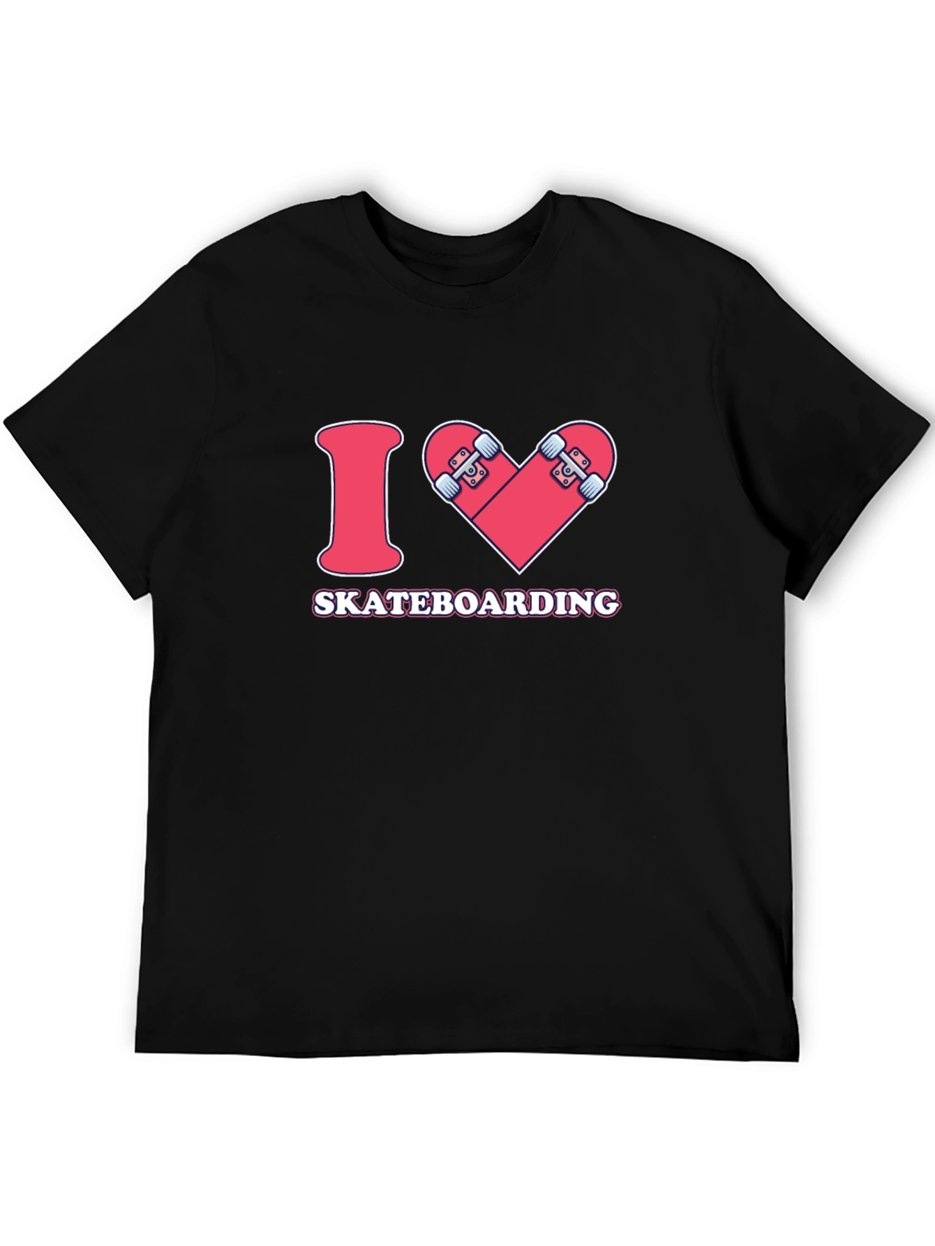 I Heart Skateboarding Graphic Tee - Black