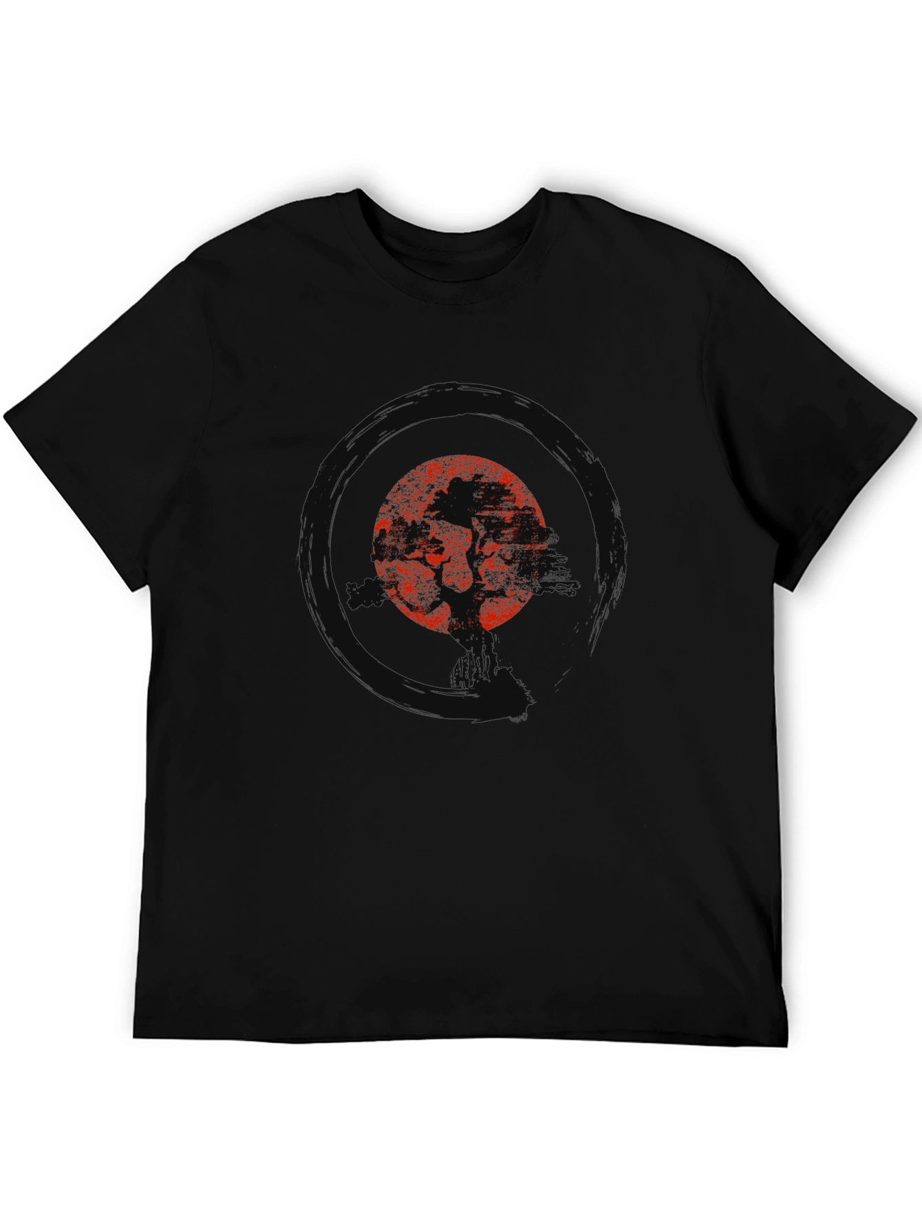 Red Tree Black Tee - Nature Inspired Graphic