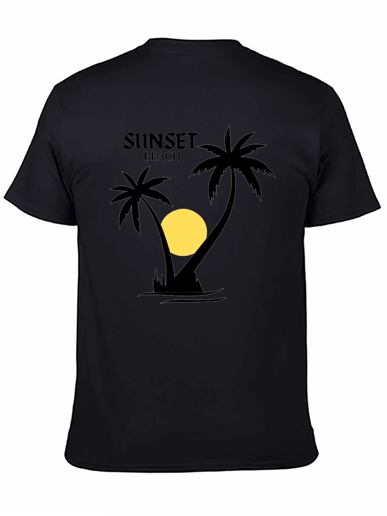 Sunset Beach Graphic T-Shirt - Black