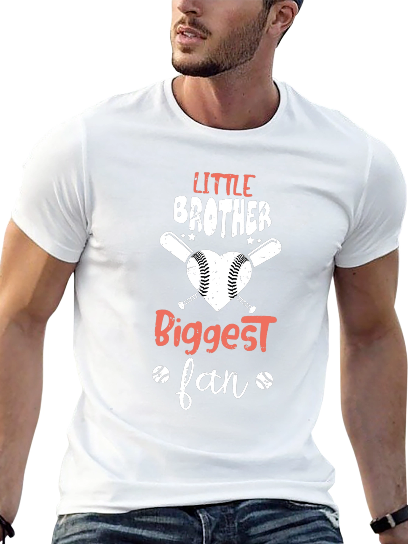 Little Brother Biggest Fan Baseball T-Shirt