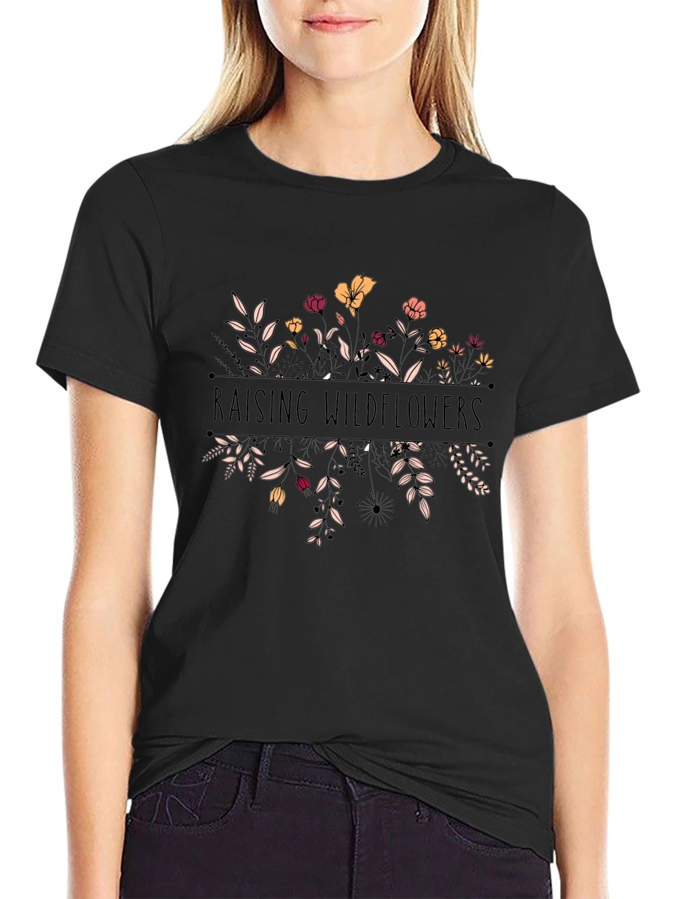Raising Wildflowers Black Graphic Tee
