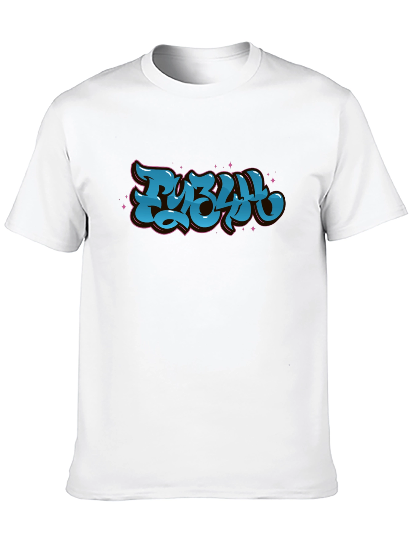 Stylish Black Graphic Tee - Bold Blue Lettering Design