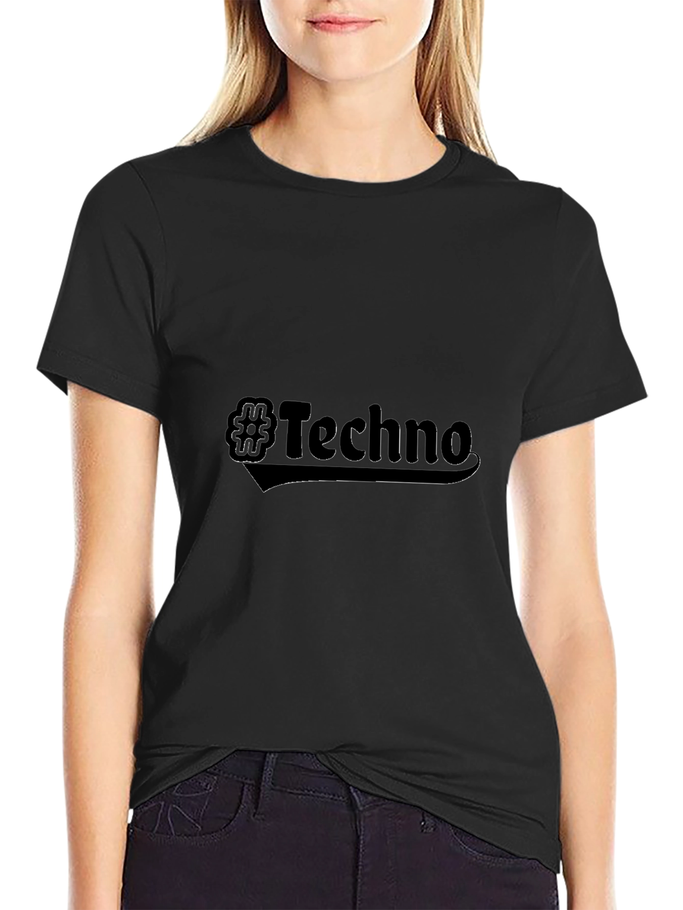Mens Black Techno Graphic T-Shirt