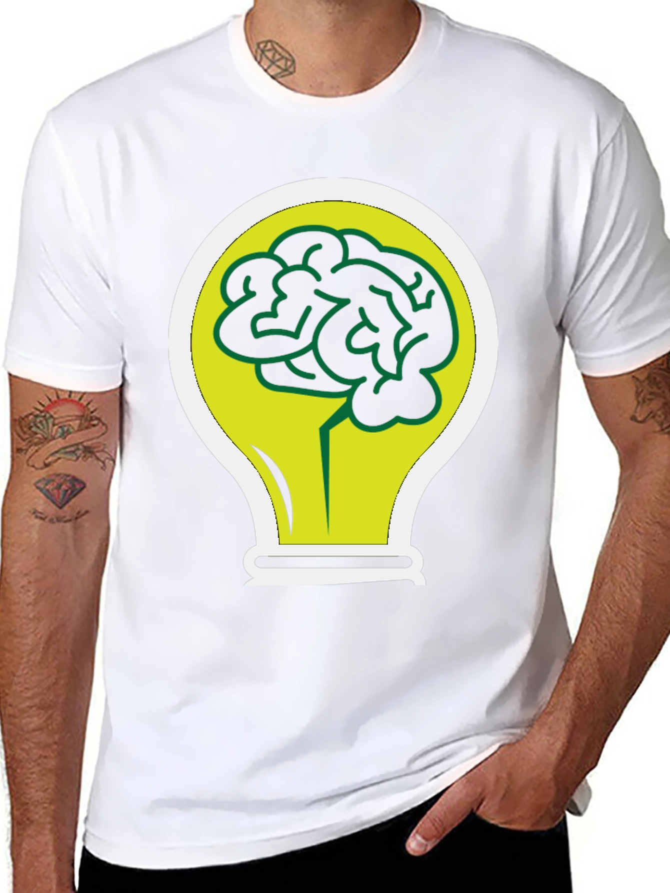 Brain Bulb Black T-Shirt - Idea Generation