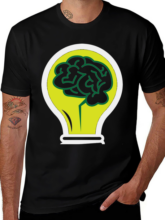 Brain Bulb Black T-Shirt - Idea Generation
