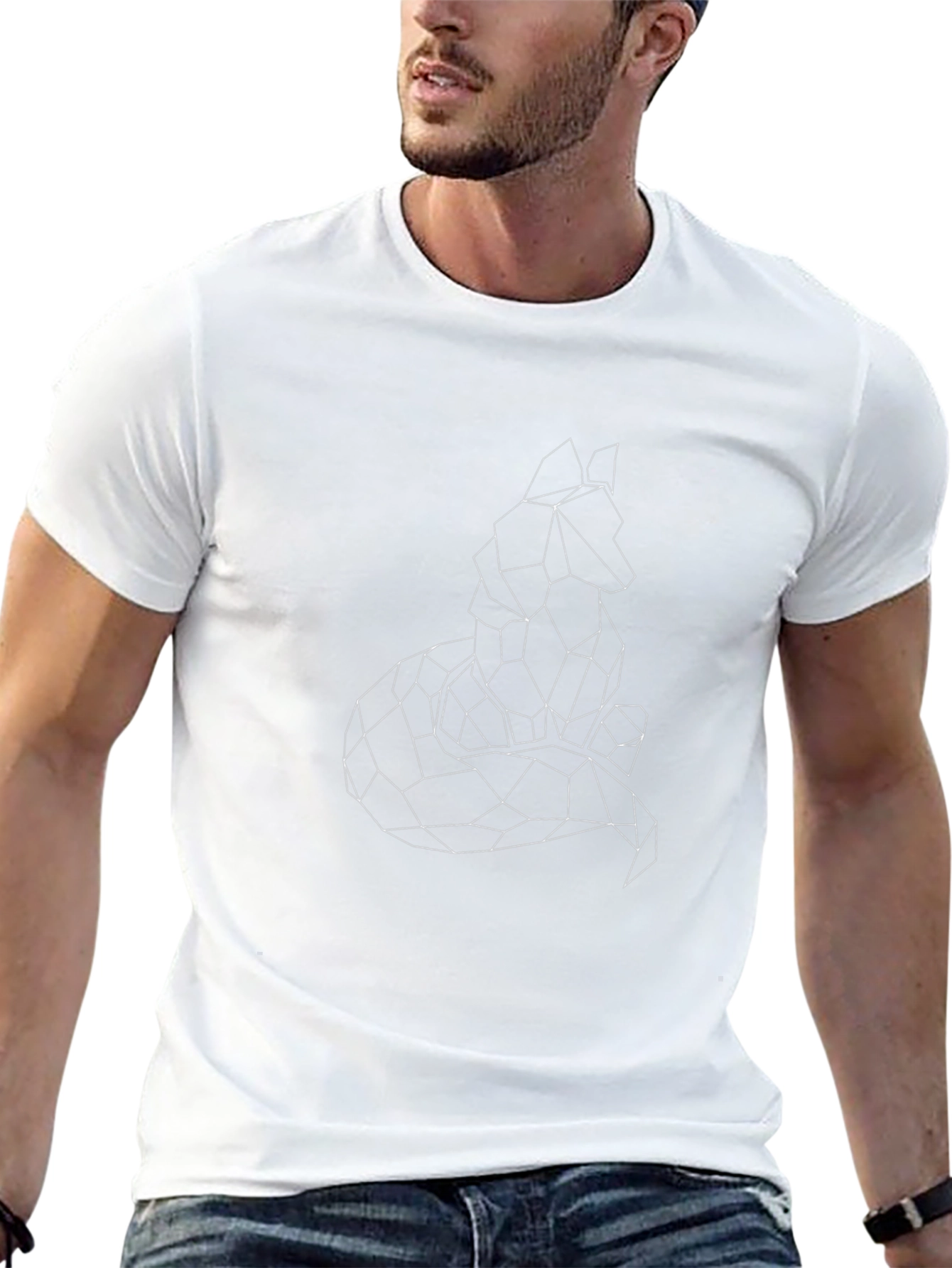 Geometric Fox T-Shirt - Unique Line Art Design