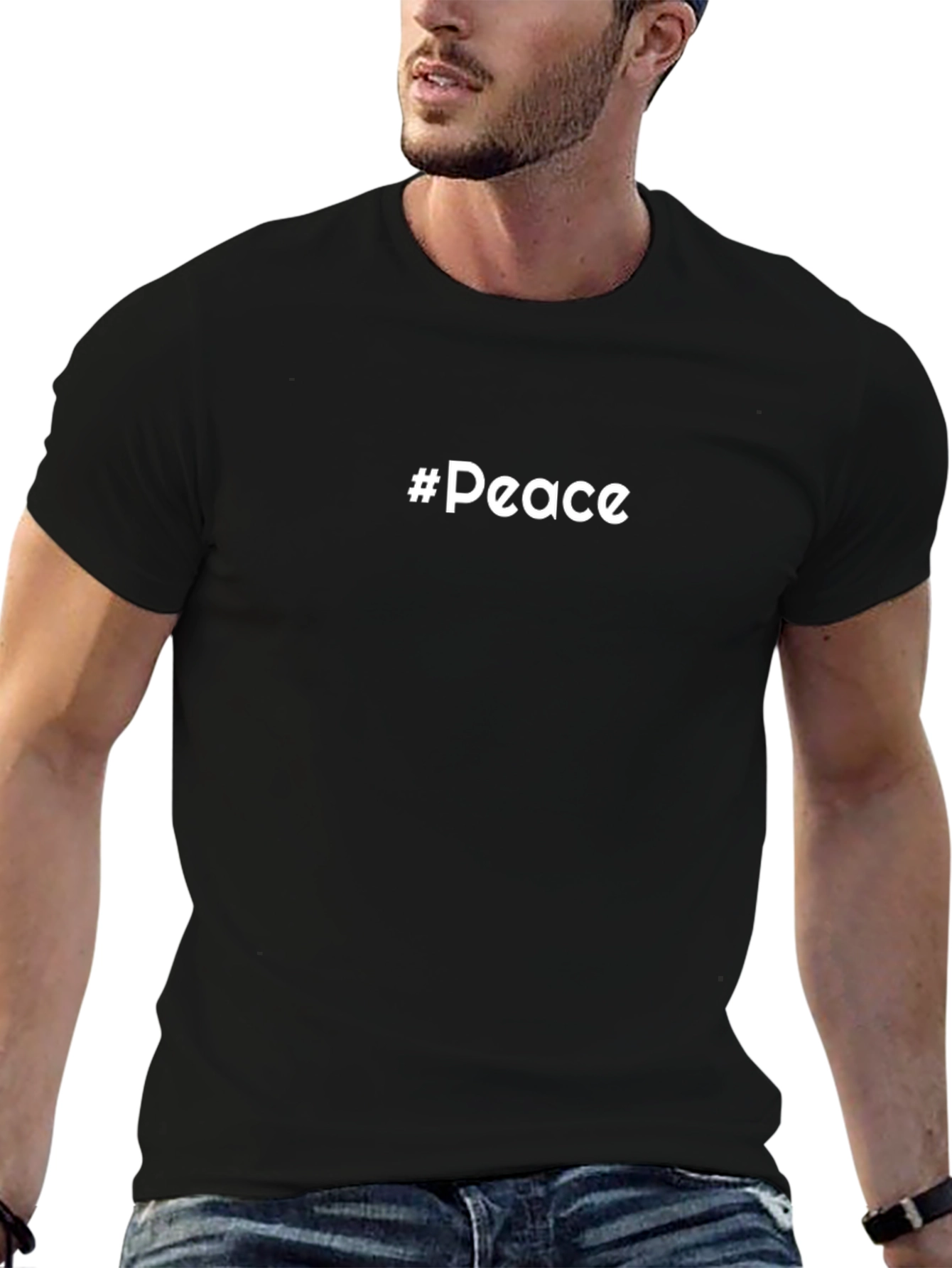#Peace Black Graphic T-Shirt - Soft Cotton Blend