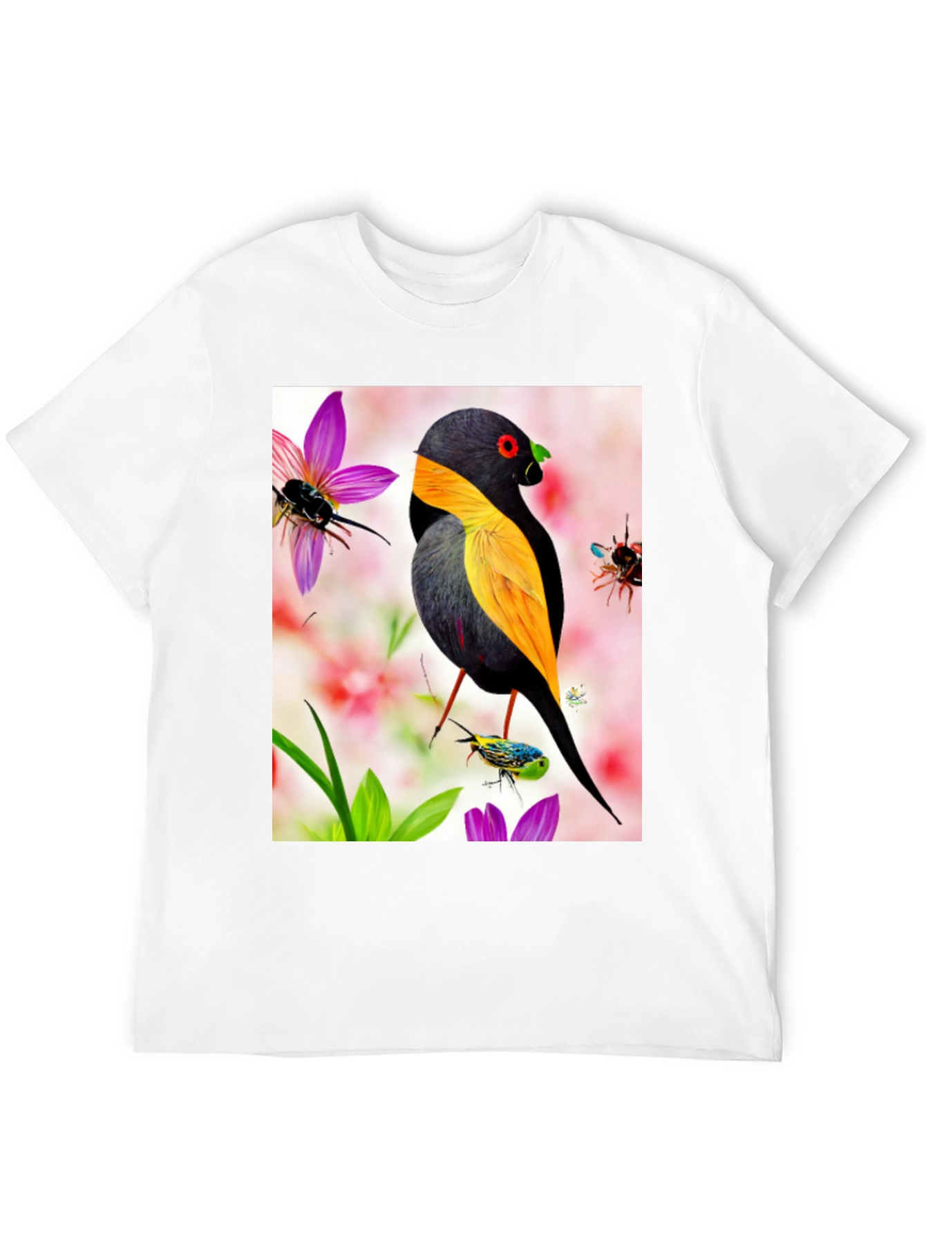 Bird & Flower Print T-Shirt
