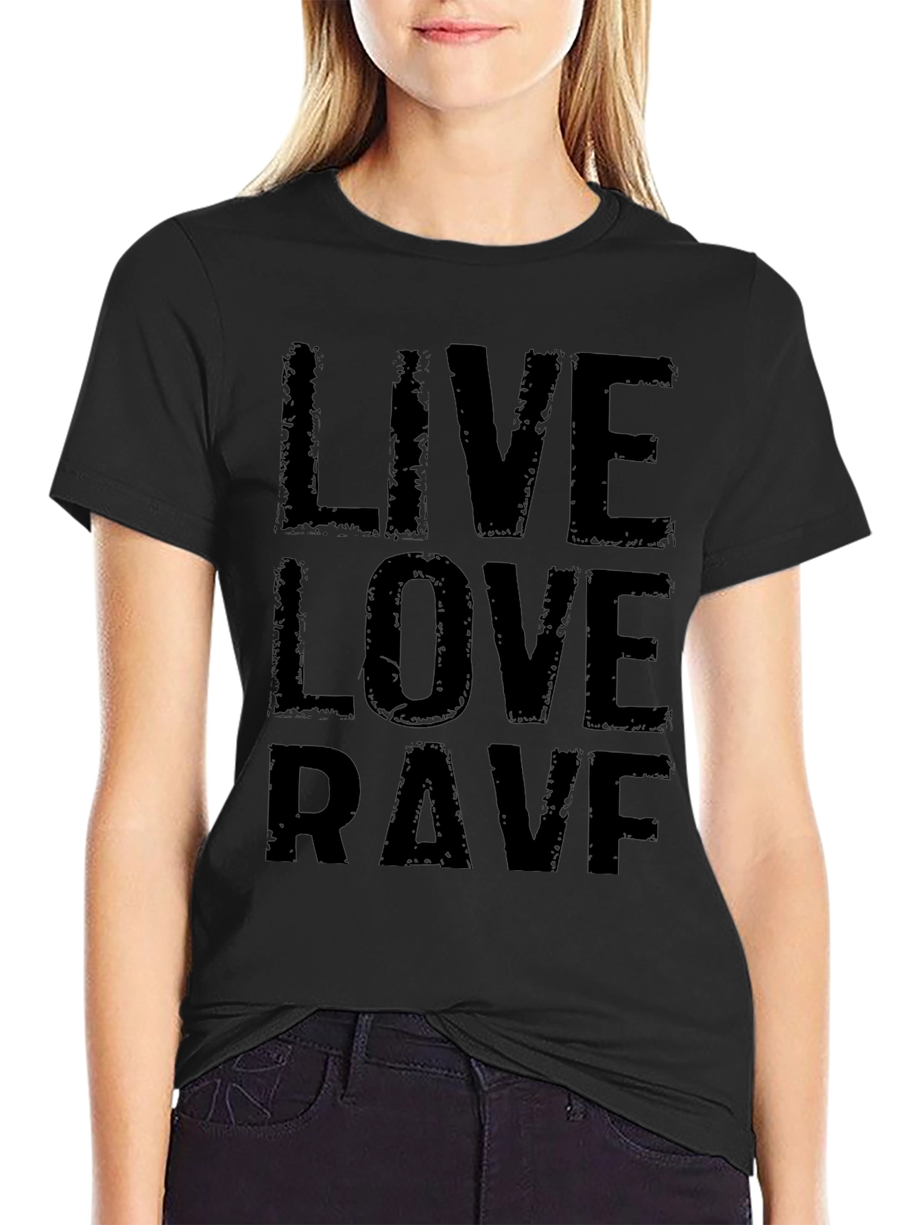Live Love Rave Black Graphic T-Shirt