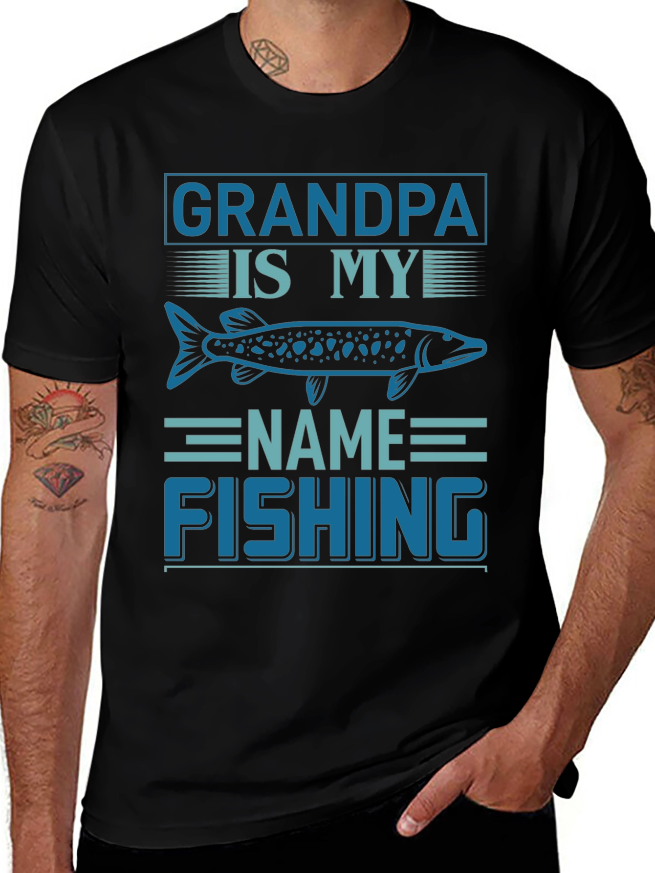 Grandpa Fishing T-Shirt - Name Fishing Tee