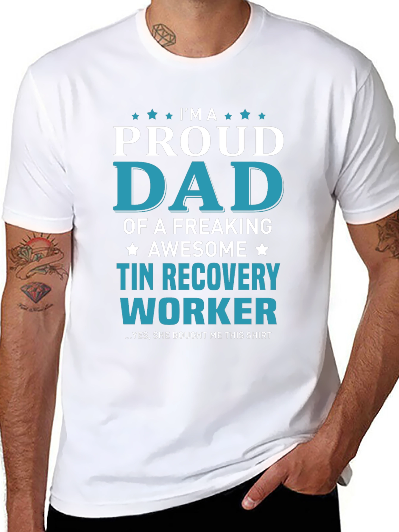 Proud Dad Tin Recovery Worker Graphic T-Shirt