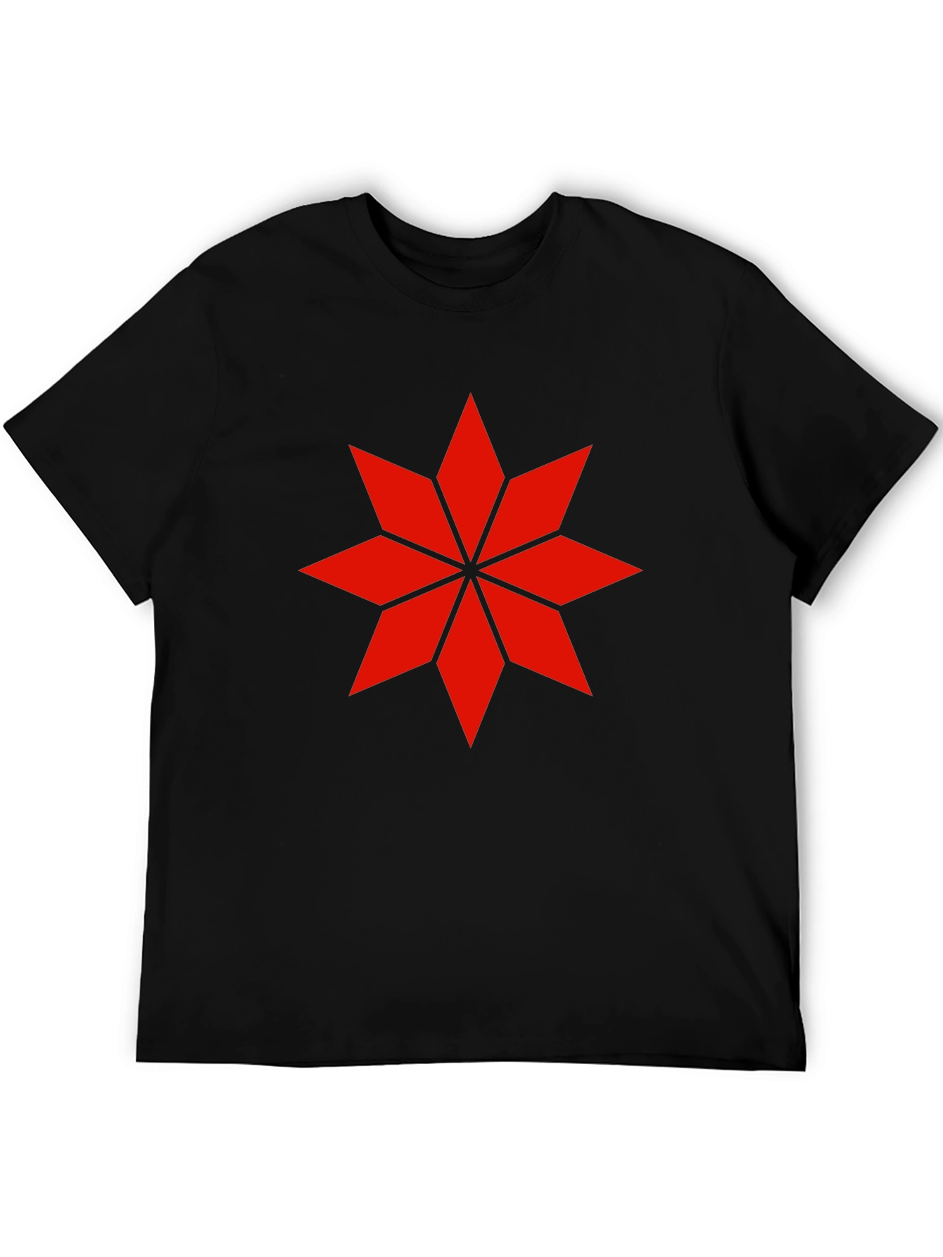 Geometric Star Graphic Tee - Black Cotton Shirt