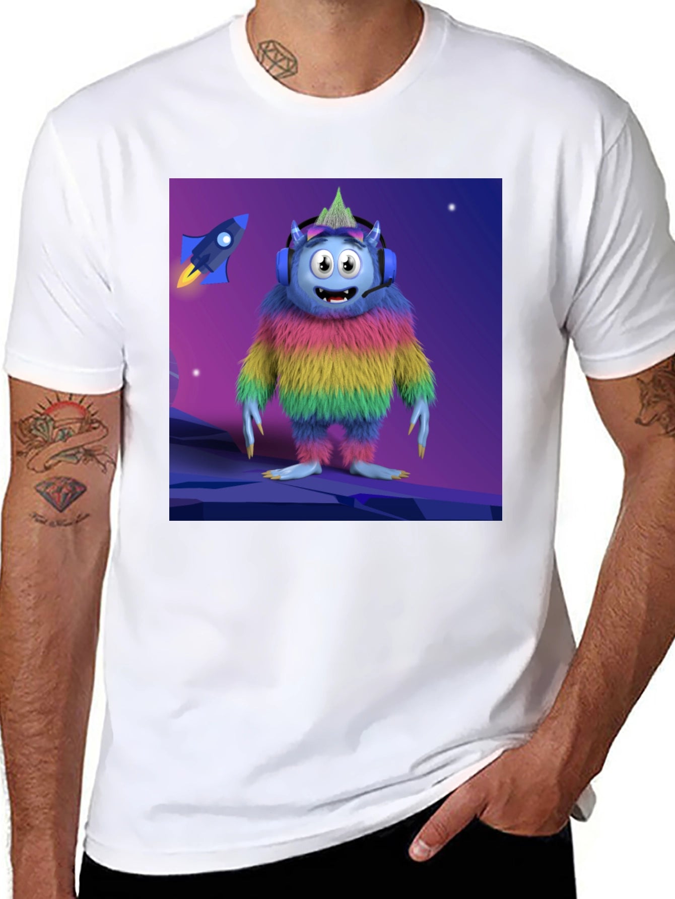 Monster Graphic Tee - Black Cotton Blend