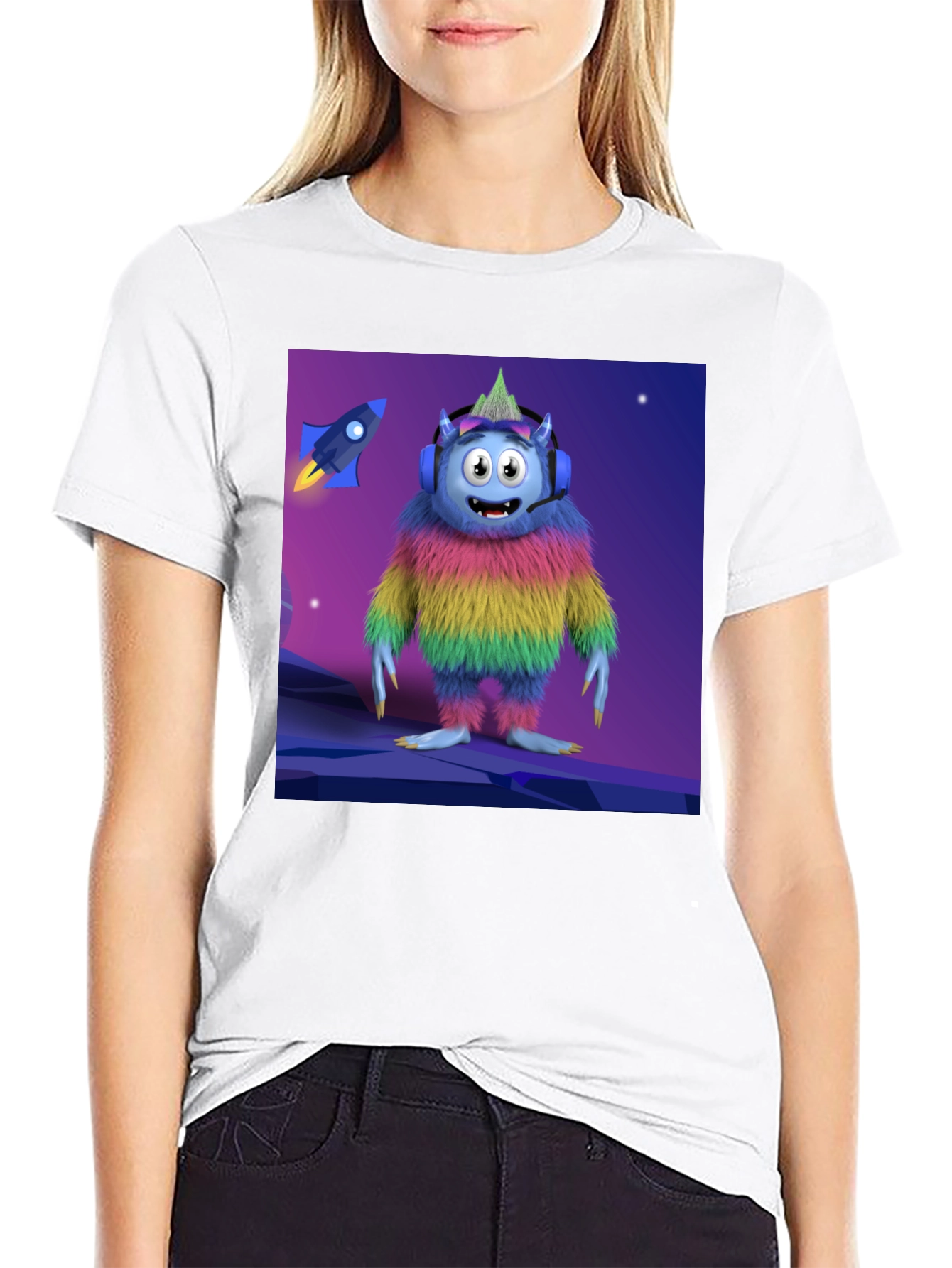 Monster Graphic Tee - Black Cotton Blend