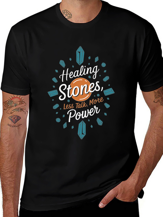 Healing Stones Power Tee - Black Graphic T-Shirt