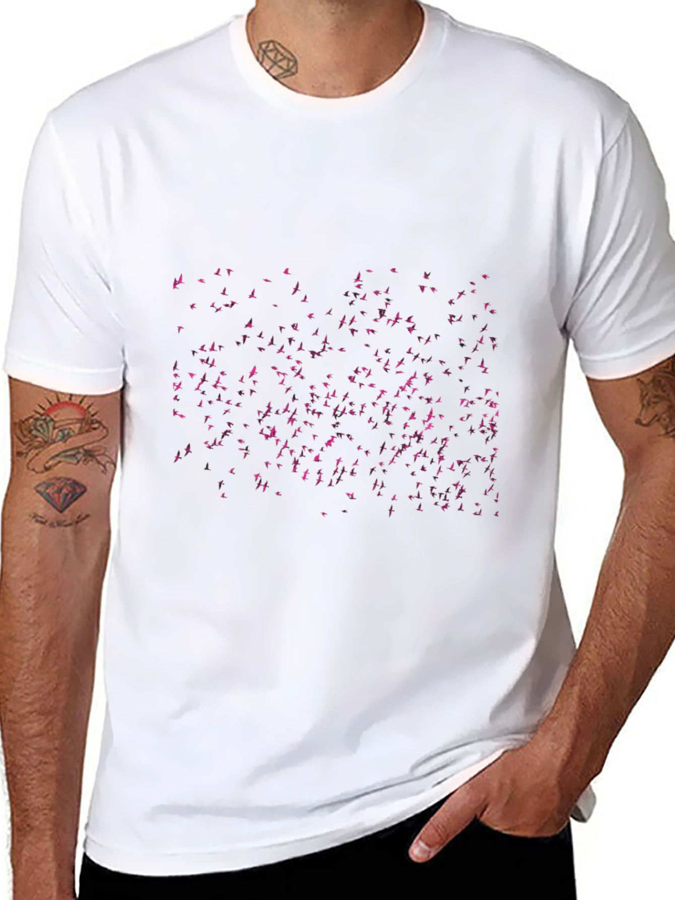 Flock Print Black T-Shirt